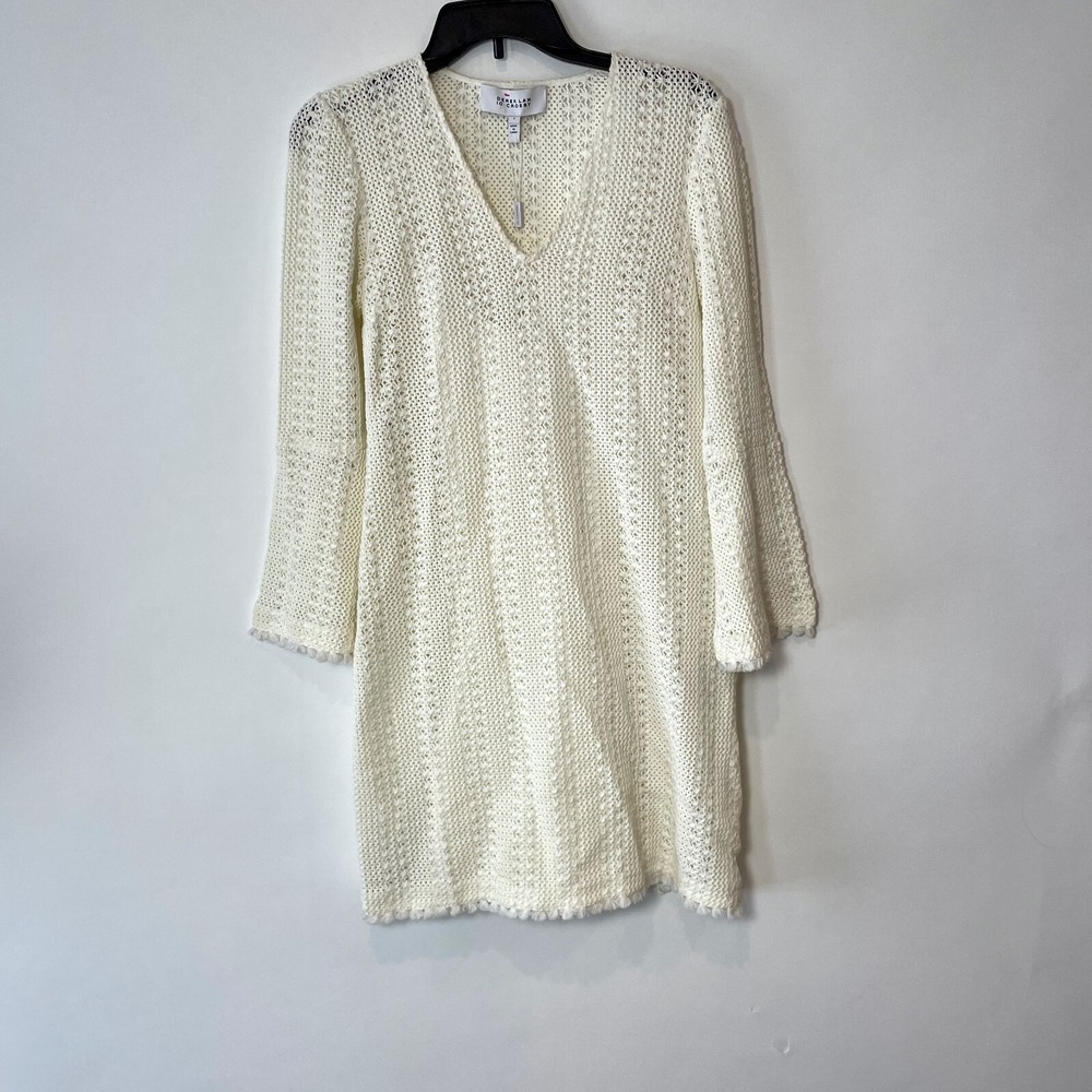 Derek Lam 10 Crosby Pullover Sweater Dress Womens 4 White Crochet Fringe Sheer‎